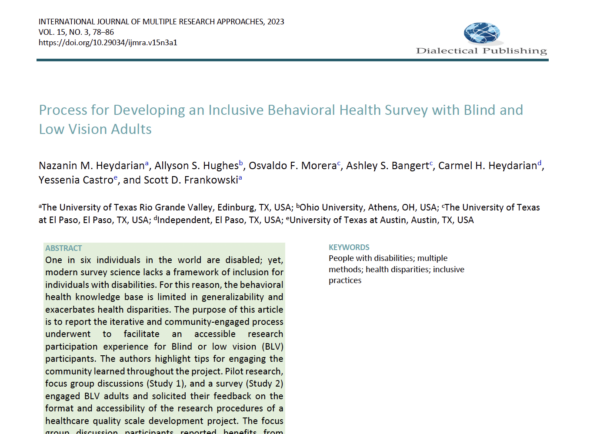 15(3). 02. Process for Developing an Inclusive Behavioral Health Survey with Blind and Low Vision Adults